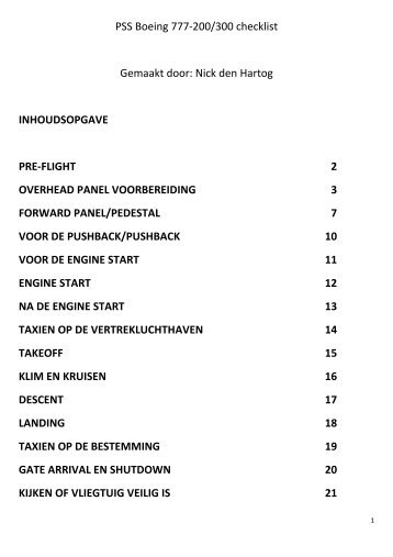 PSS Boeing 777-200/300 checklist Gemaakt door ... - Dutchfs.com