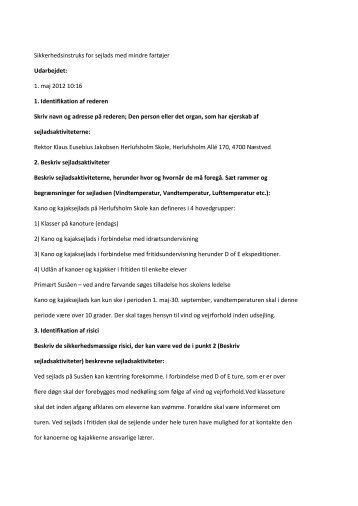 Sikkerhedsinstruks for sejlads med mindre fartøjer ... - Herlufsholm