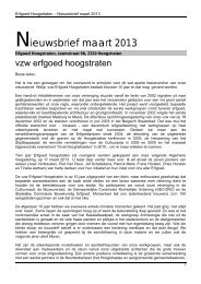 Nieuwsbrief maart 2013 - vzw Erfgoed Hoogstraten