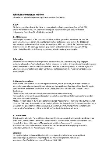 Style Sheet - Immersive Medien