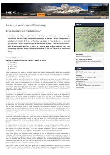 Lesvrije week rond Bussang | Verslagen | Hiking-info.net