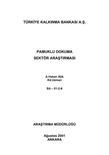 Pamuklu Dokuma Sektör Araştırması - Türkiye Kalkınma Bankası