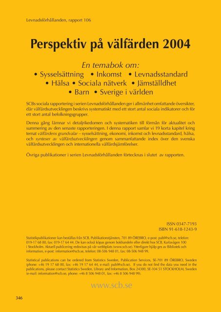 Perspektiv på välfärden 2004 (pdf) - Statistiska centralbyrån