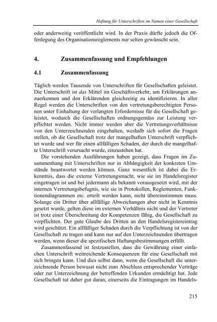 Haftung für Unterschriften im Namen einer Gesellschaft