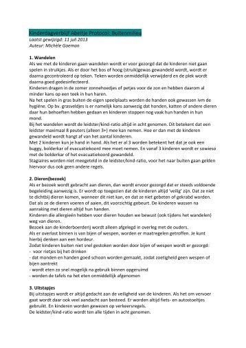 Kinderdagverblijf Abeltje Protocol: Buitenmilieu