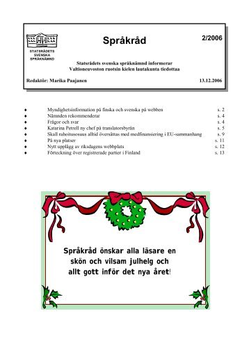 Språkråd 2/2006 - Valtioneuvoston kanslia