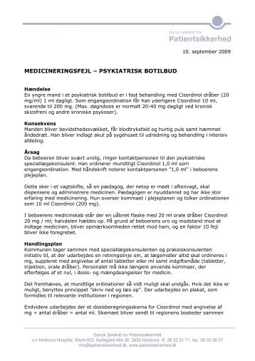 Medicin-overdosering på botilbud for psykisk syge - Dansk Selskab ...