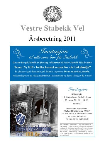 Årsberetning for 2011 - Vestre Stabekk Vel