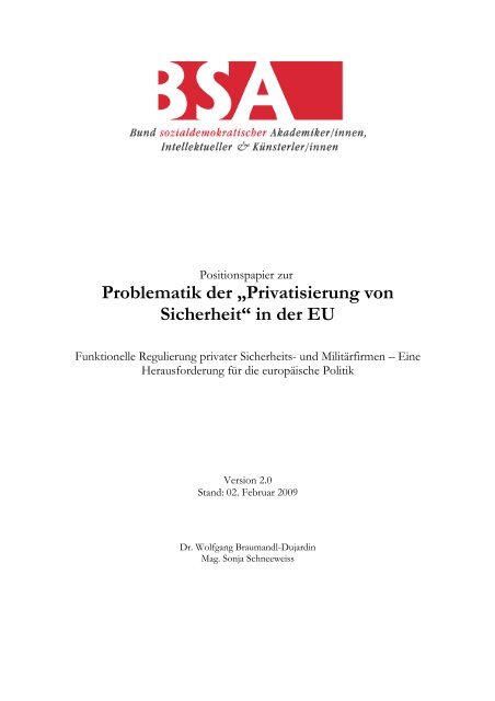 Privatisierung von Sicherheit - BSA