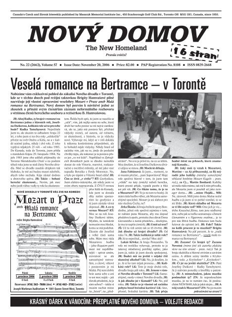 Veselá romance na Bertramce – v Torontě - Nového Domova