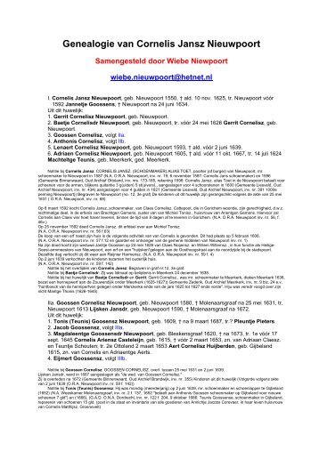 Genealogie van Cornelis Jansz Nieuwpoort - Over . . . Sliedrecht