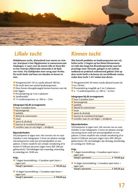 Brochure met reizen en prijzen van 2013 - Kanobedrijf "De Peddel"