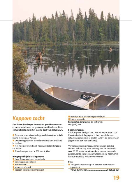 Brochure met reizen en prijzen van 2013 - Kanobedrijf "De Peddel"