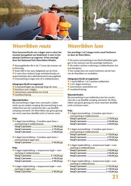 Brochure met reizen en prijzen van 2013 - Kanobedrijf "De Peddel"