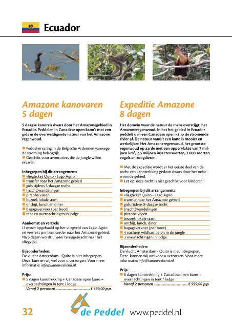 Brochure met reizen en prijzen van 2013 - Kanobedrijf "De Peddel"