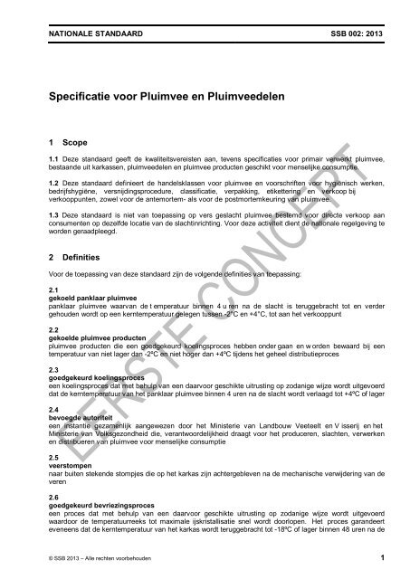 Specificatie voor Pluimvee en Pluimveedelen - Surinaams Bureau ...
