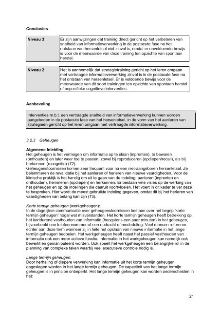 Richtlijn Cognitieve Revalidatie - SEN