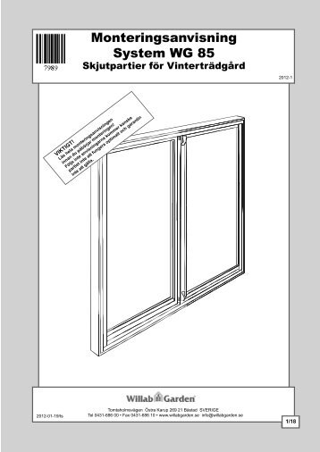 Monteringsanvisning System WG 85 - Willab Garden