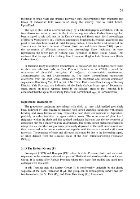 GEOLOGY OF THE PENGKALAN HULU-BETONG TRANSECT ...