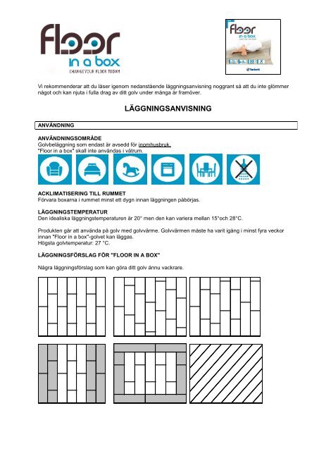 LÄGGNINGSANVISNING - Tarkett