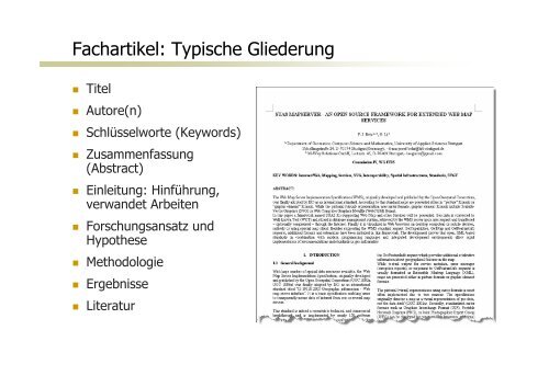 Formen wissenschaftlicher Ergebnisdarstellung - GIS-Management