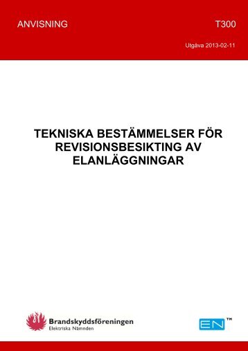 tekniska bestämmelser för revisionsbesikting av elanläggningar