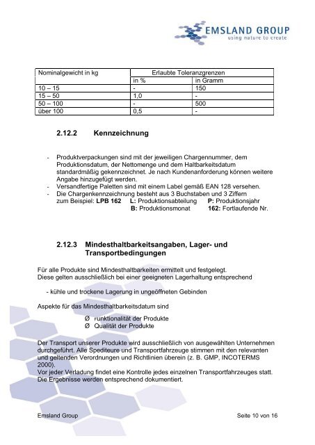 Informationen für unsere Kunden - Emsland Group