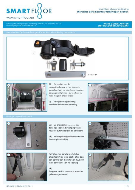 Inbouwhandleiding Volkswagen Crafter / Mercedes ... - Smartfloor