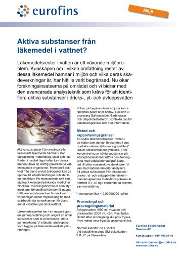 aktiva substanser från lakemedel i vattnet_miljo.pdf - Eurofins Medinet