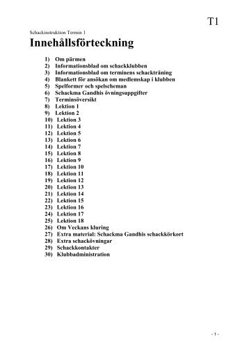 Instruktionspärmen T1 - Sveriges Schackförbund