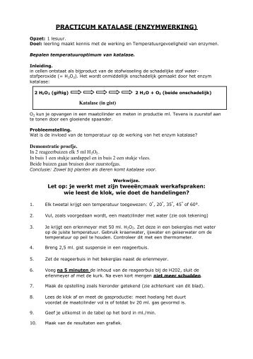 PRACTICUM KATALASE (ENZYMWERKING) - Biologiepagina