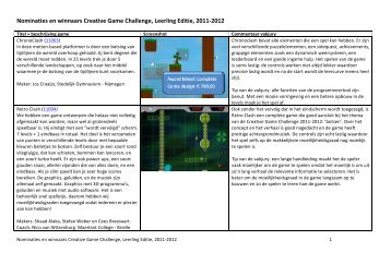 juryrapport van 2011 - Creative Game Challenge 2012-2013