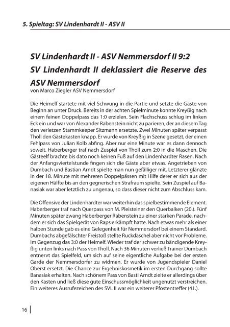 LAOLA - Vereinsmagazin des ASV Nemmersdorf - 22.9.2013