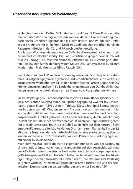 LAOLA - Vereinsmagazin des ASV Nemmersdorf - 22.9.2013