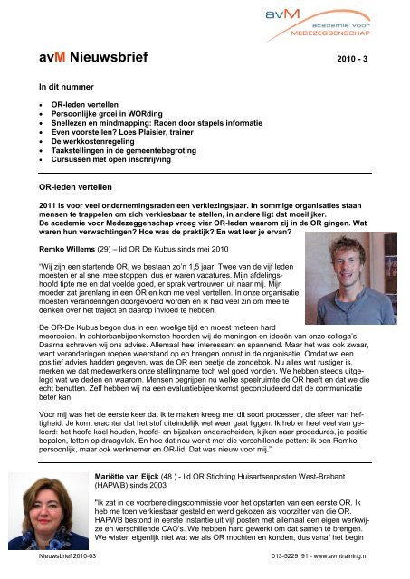 Nieuwsbrief 3/2010 - Academie voor Medezeggenschap