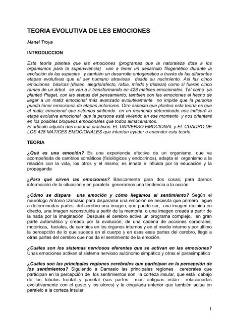TEORIA EVOLUTIVA DE LES EMOCIONES - Cintra Psicologia