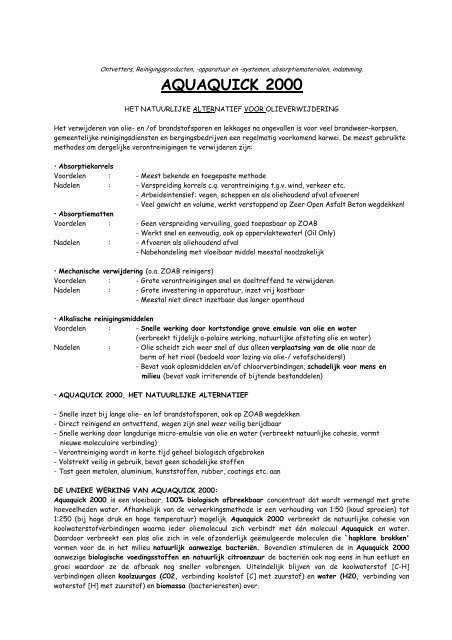 Infofiche Aquaquick 2000 En Toepassingen