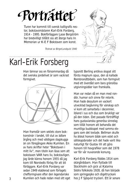 Porträtt – Karl Erik Forsberg av Gun Larsson - Kalligrafiska Kretsen