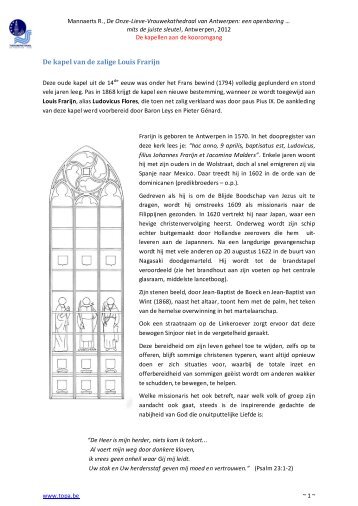 De kapellen aan de kooromgang - Antwerpen, Kerken en Toerisme