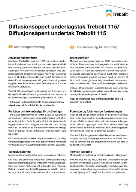 Diffusionsöppet underlagstak Trebolit 115 ... - Byggmax