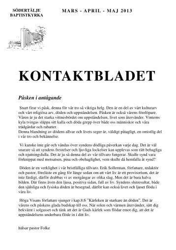 KONTAKTBLADET - Södertälje Baptistkyrka - Världsbutiken i ...