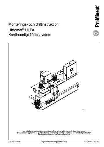 och driftinstruktion - Ultromat® ULFa Kontinuerligt ... - ProMinent