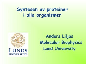 Syntesen av proteiner i alla organismer (Anders Liljas - Skolverket