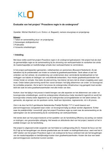 Evaluatie van het project “Proactieve regie in de ondergrond” - KLO