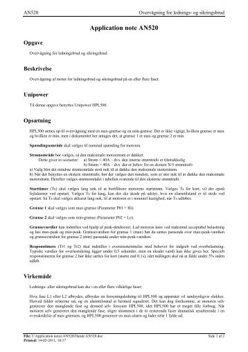 Application note AN520 - Unipower