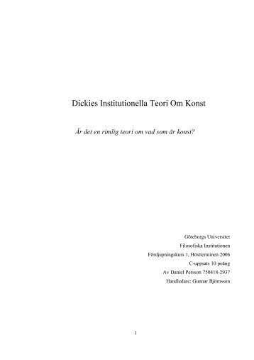 Dickies Institutionella Teori Om Konst - Institutionen för lingvistik vid ...