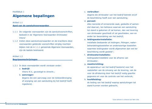 Aansluitvoorwaarden drinkwater Vitens (Dutch)