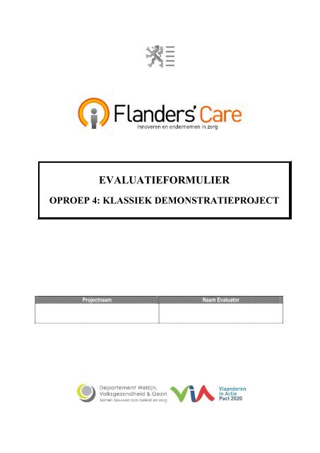 EVALUATIEFORMULIER - Flanders' Care