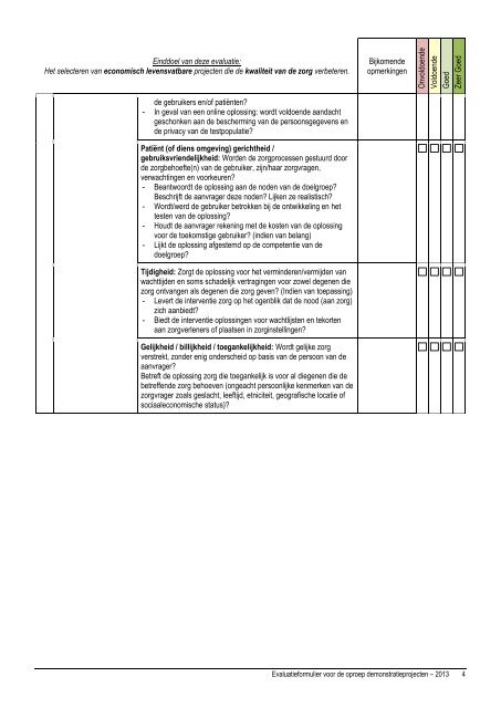 EVALUATIEFORMULIER - Flanders' Care