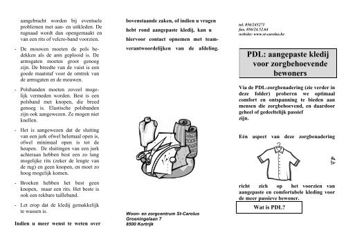 PDL: aangepaste kledij voor zorgbehoevende bewoners - St-Carolus
